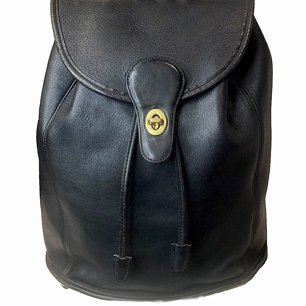 Vintage COACH Black Leather Weekend Backpack Rucksack Large Daypack 9943 USA COA - Picture 17 of 17